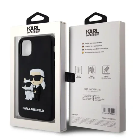 Husa Karl Lagerfeld 3D Rubber Karl and Choupette pentru  iPhone 11 Black