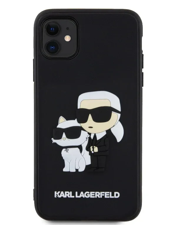 Husa Karl Lagerfeld 3D Rubber Karl and Choupette pentru  iPhone 11 Black