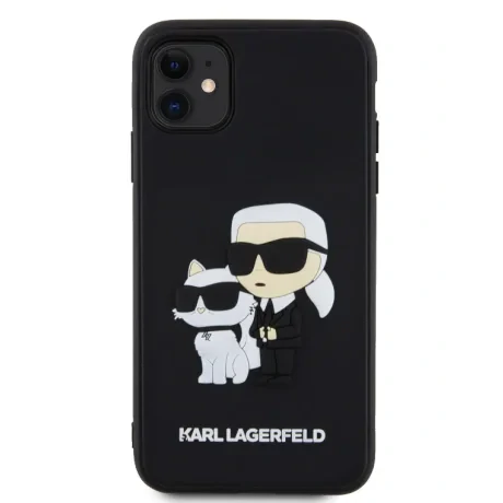 Husa Karl Lagerfeld 3D Rubber Karl and Choupette pentru  iPhone 11 Black
