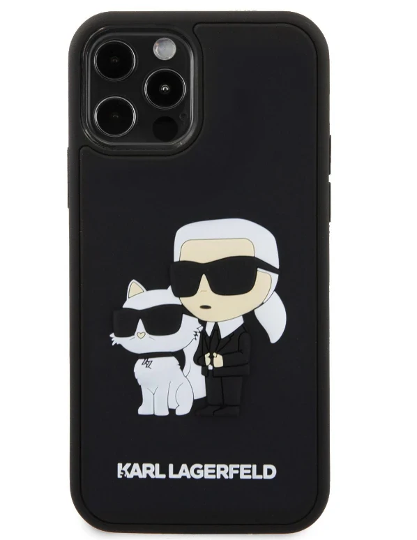 Husa Karl Lagerfeld 3D Rubber Karl and Choupette pentru iPhone 12/12 Pro Black thumb