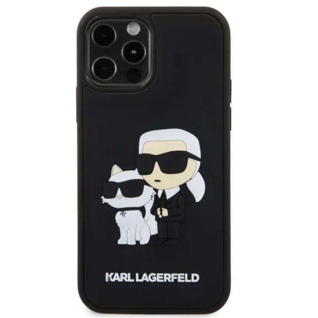 Husa Karl Lagerfeld 3D Rubber Karl and Choupette pentru iPhone 12/12 Pro Black