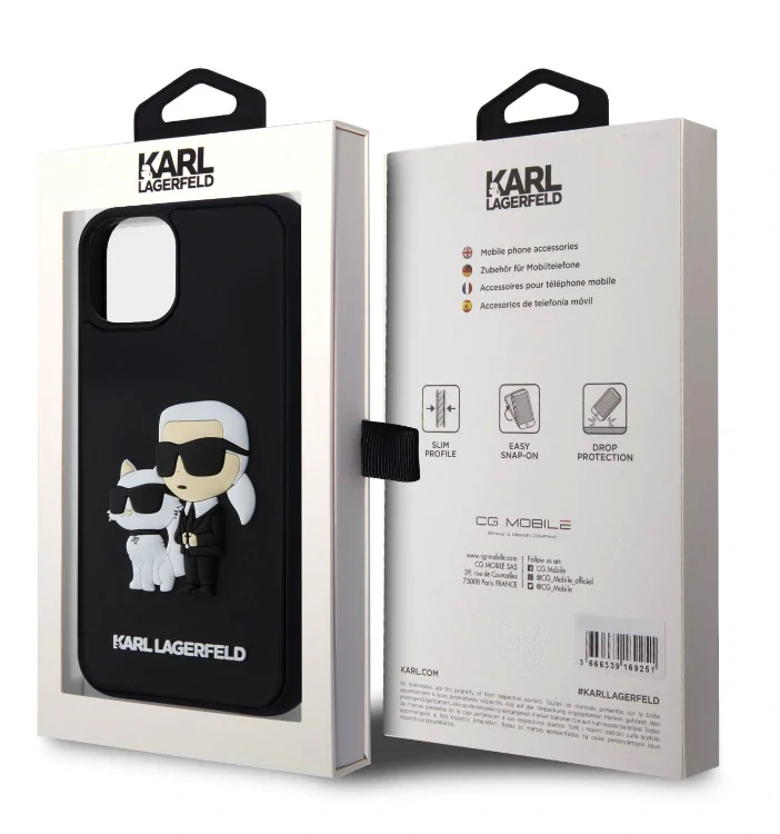 Husa Karl Lagerfeld 3D Rubber Karl and Choupette pentru iPhone 12/12 Pro Black thumb