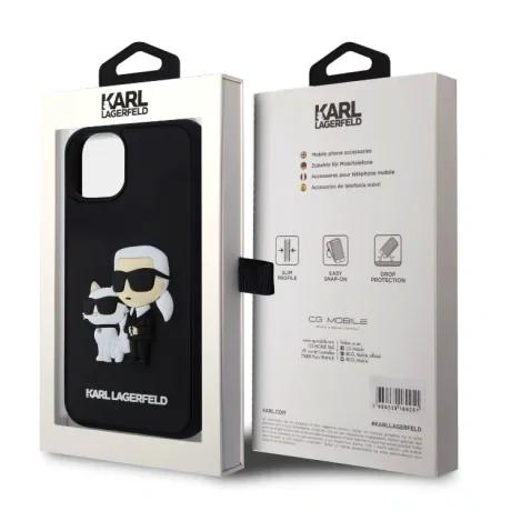 Husa Karl Lagerfeld 3D Rubber Karl and Choupette pentru iPhone 12/12 Pro Black