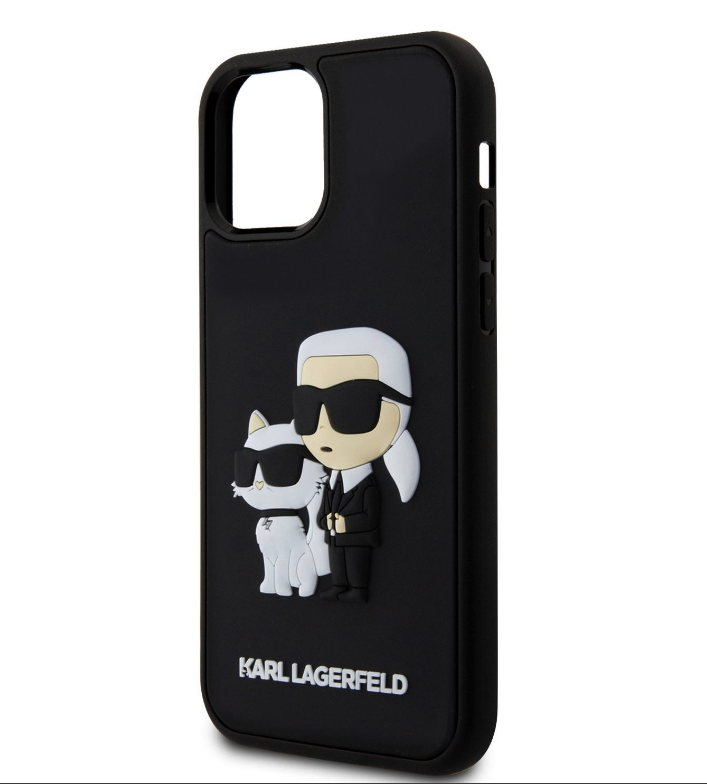 Husa Karl Lagerfeld 3D Rubber Karl and Choupette pentru iPhone 12/12 Pro Black thumb