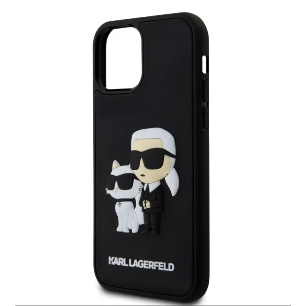 Husa Karl Lagerfeld 3D Rubber Karl and Choupette pentru iPhone 12/12 Pro Black