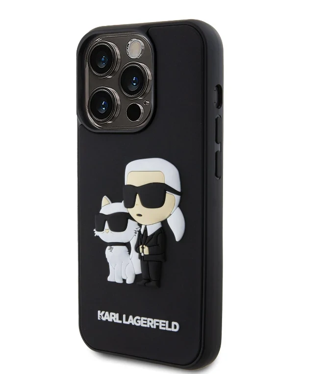 Husa Karl Lagerfeld 3D Rubber Karl and Choupette pentru iPhone 13 Pro Black thumb