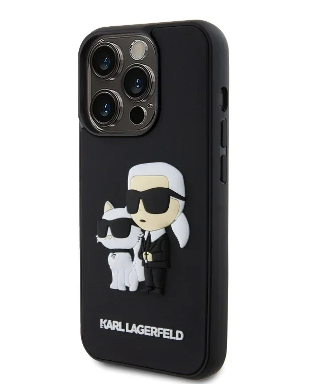 Husa Karl Lagerfeld 3D Rubber Karl and Choupette pentru iPhone 13 Pro Black
