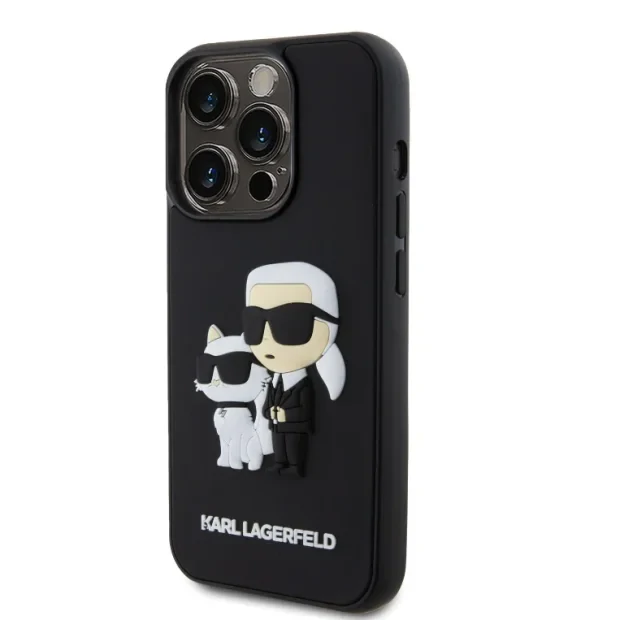 Husa Karl Lagerfeld 3D Rubber Karl and Choupette pentru iPhone 13 Pro Black