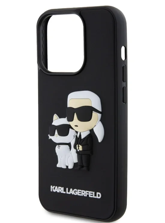 Husa Karl Lagerfeld 3D Rubber Karl and Choupette pentru iPhone 13 Pro Black