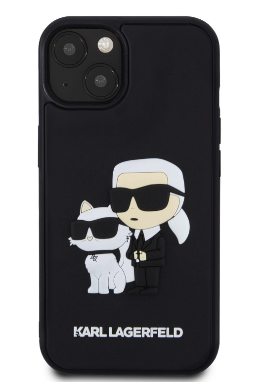 Husa Karl Lagerfeld 3D Rubber Karl and Choupette pentru iPhone 14 Black thumb