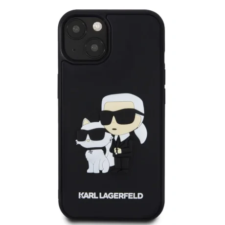 Husa Karl Lagerfeld 3D Rubber Karl and Choupette pentru iPhone 14 Black