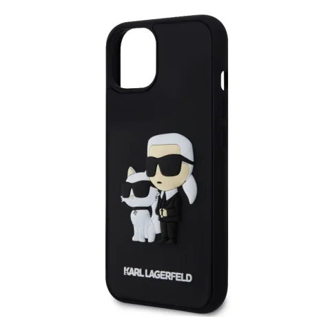 Husa Karl Lagerfeld 3D Rubber Karl and Choupette pentru iPhone 14 Black