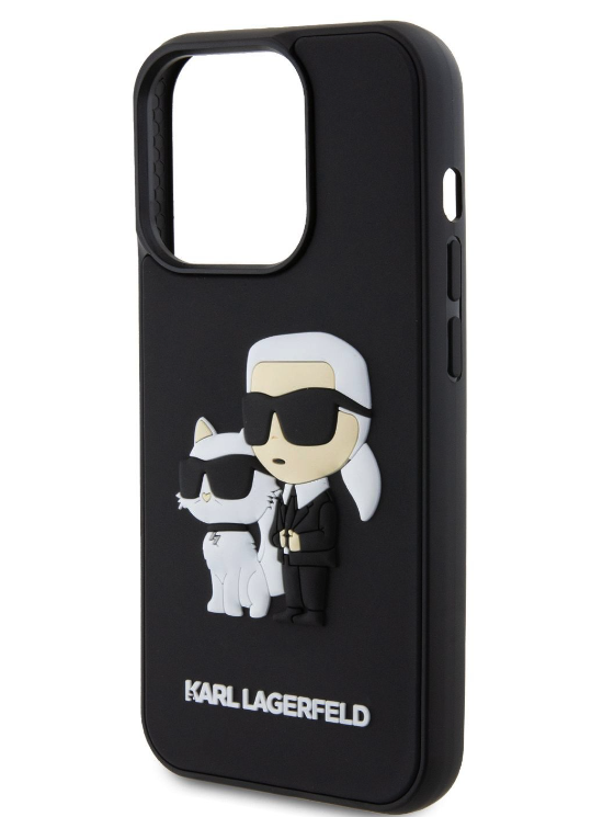 Husa Karl Lagerfeld 3D Rubber Karl and Choupette pentru iPhone 14 Pro Black thumb