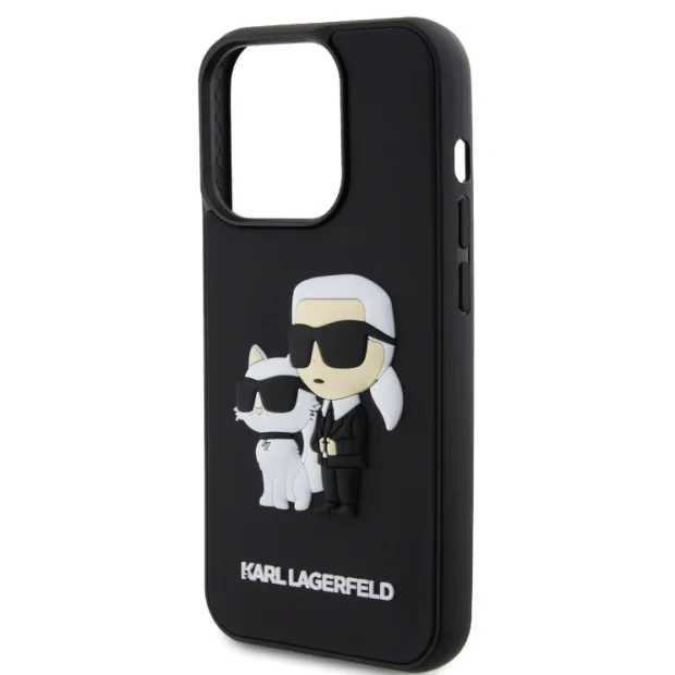 Husa Karl Lagerfeld 3D Rubber Karl and Choupette pentru iPhone 14 Pro Black
