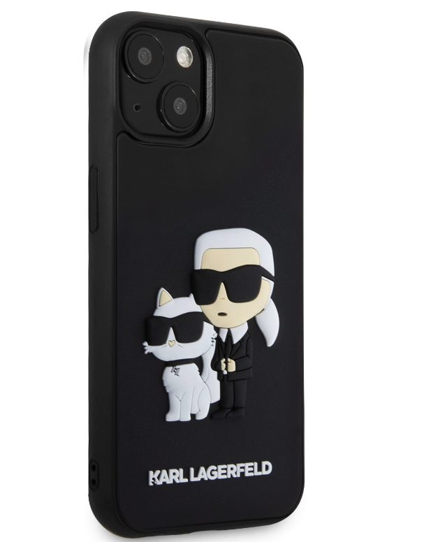 Husa Karl Lagerfeld 3D Rubber Karl and Choupette pentru iPhone 15 Negru thumb