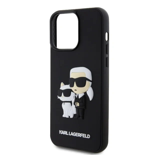 Husa Karl Lagerfeld 3D Rubber Karl and Choupette pentru iPhone 15 Pro Max Black
