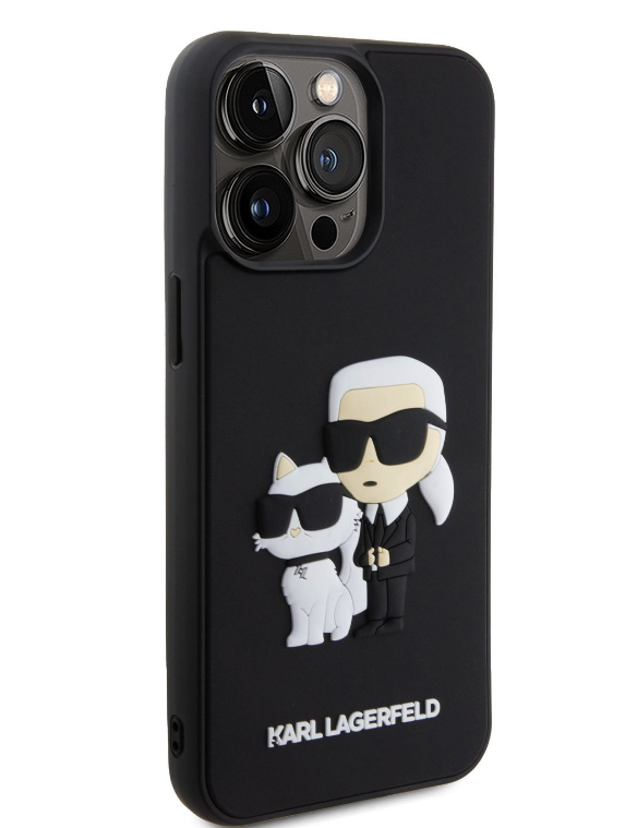 Husa Karl Lagerfeld 3D Rubber Karl and Choupette pentru iPhone 15 Pro Max Black thumb