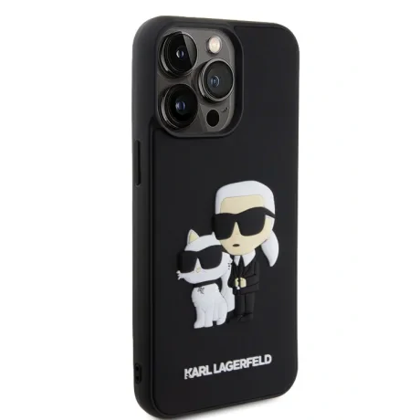 Husa Karl Lagerfeld 3D Rubber Karl and Choupette pentru iPhone 15 Pro Max Black