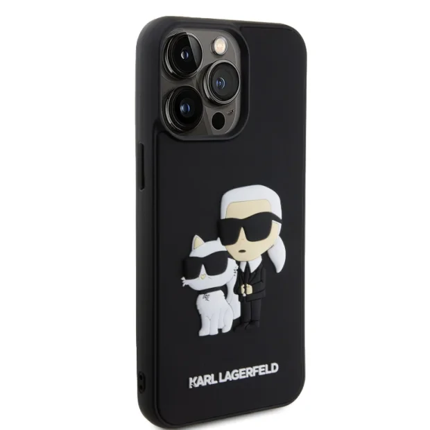 Husa Karl Lagerfeld 3D Rubber Karl and Choupette pentru iPhone 15 Pro Max Black