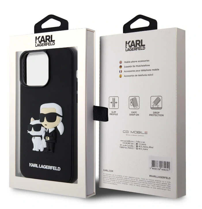 Husa Karl Lagerfeld 3D Rubber Karl and Choupette pentru iPhone 15 Pro Max Black thumb