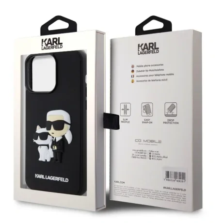 Husa Karl Lagerfeld 3D Rubber Karl and Choupette pentru iPhone 15 Pro Max Black