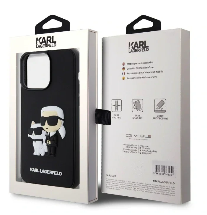 Husa Karl Lagerfeld 3D Rubber Karl and Choupette pentru iPhone 15 Pro Max Black