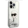 Husa Karl Lagerfeld Liquid Glitter Karl Head iPhone 15 Pro Max Silver