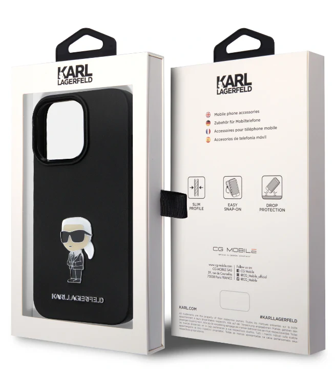 Husa Karl Lagerfeld Liquid Silicone Metal Ikonik pentru Phone 15 Pro Black thumb