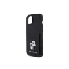 Husa Karl Lagerfeld PU Saffiano Card Slot Metal Karl and Choupette pentru iPhone 15 Black