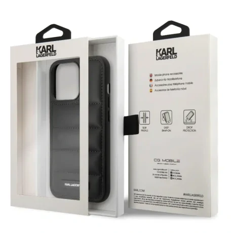 Husa Karl Lagerfeld Quilted Puffy Metal Logo Zadni pentru iPhone 15 Pro Max Black