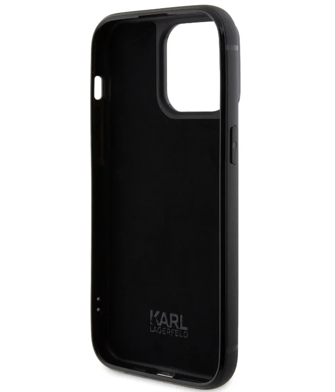 Husa Karl Lagerfeld Rhinestone Plate Metal Logo pentru iPhone 15 Pro Black