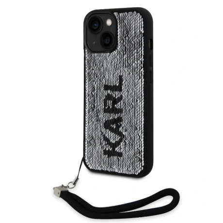Husa Karl Lagerfeld Sequins Reversible pentru iPhone 15 Black/Silver