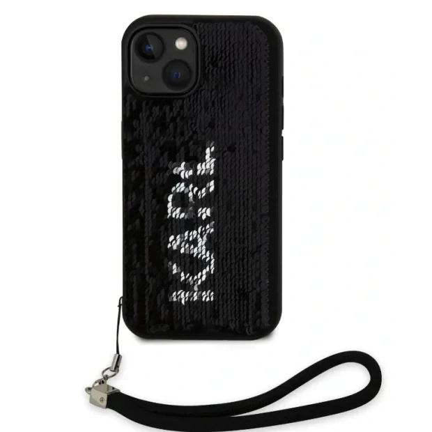 Husa Karl Lagerfeld Sequins Reversible pentru iPhone 15 Black/Silver