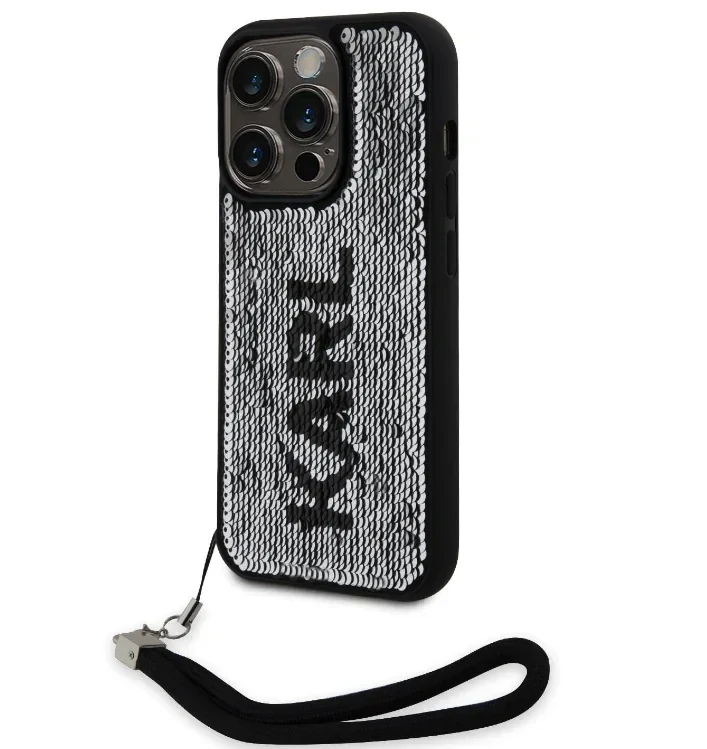 Husa Karl Lagerfeld Sequins Reversible Zadni pentru Phone 15 Pro Black/Silver