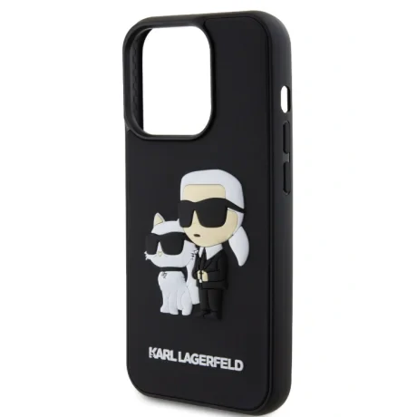 Husa Karl Lagerfeld 3D Rubber Karl and Choupette pentru iPhone 13 Pro Max Black