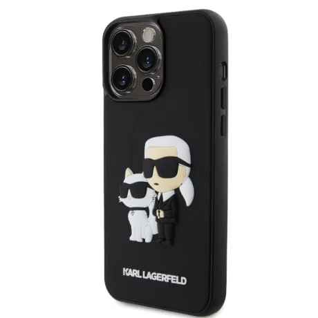 Husa Karl Lagerfeld 3D Rubber Karl and Choupette pentru iPhone 15 Pro Black