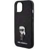 Husa Karl Lagerfeld Fixed Glitter Metal Ikonik pentru iPhone 15 Black