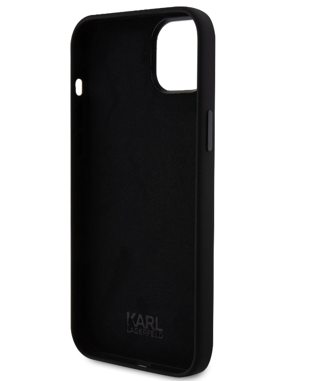 Husa Karl Lagerfeld Liquid Silicone Karl and Choupette Heads pentru iPhone 15 Plus Black thumb
