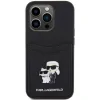 Husa Karl Lagerfeld PU Saffiano Card Slot Metal Karl and Choupette pentru iPhone 15 Pro Black