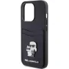 Husa Karl Lagerfeld PU Saffiano Card Slot Metal Karl and Choupette pentru iPhone 15 Pro Black