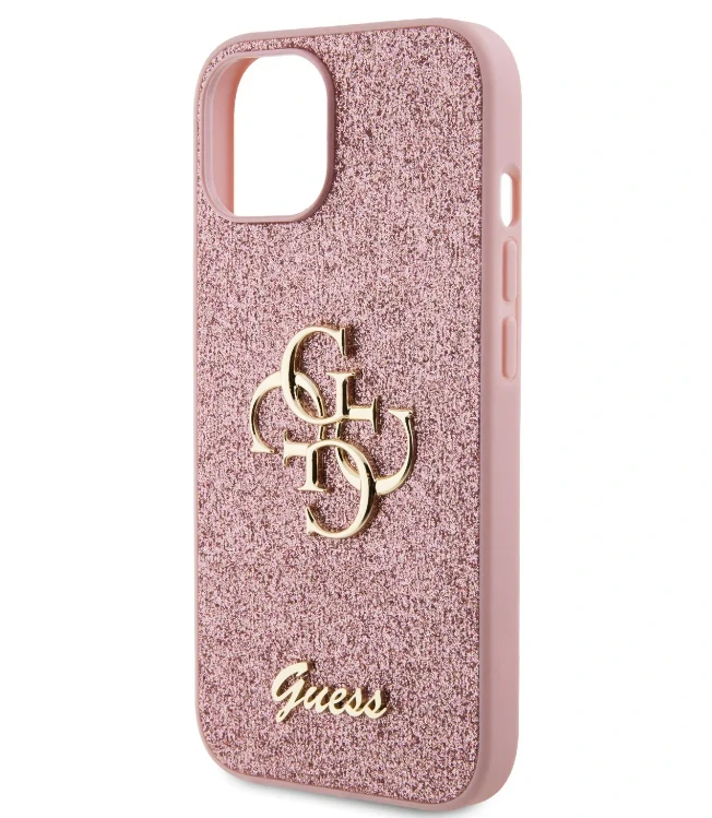 Husa Guess PU Fixed Glitter 4G Metal Logo pentru iPhone 13 Pink thumb