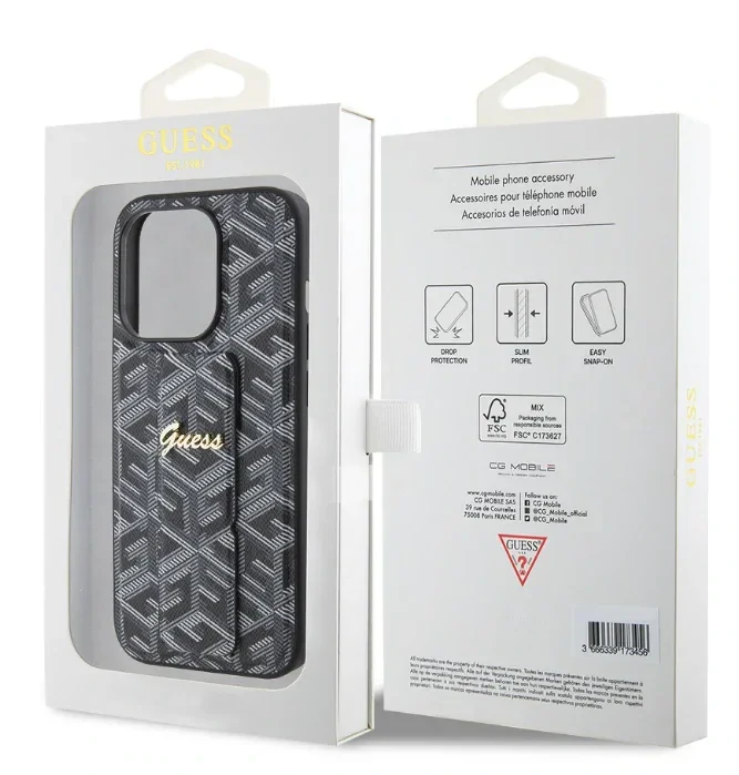 Husa Guess PU Grip Stand G Cube pentru iPhone 15 Pro Black