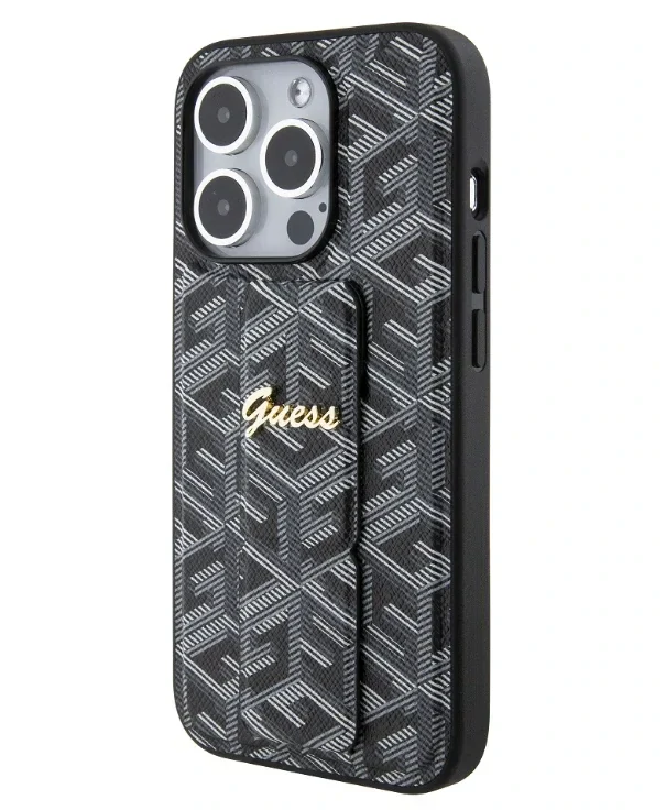 Husa Guess PU Grip Stand G Cube pentru iPhone 15 Pro Black