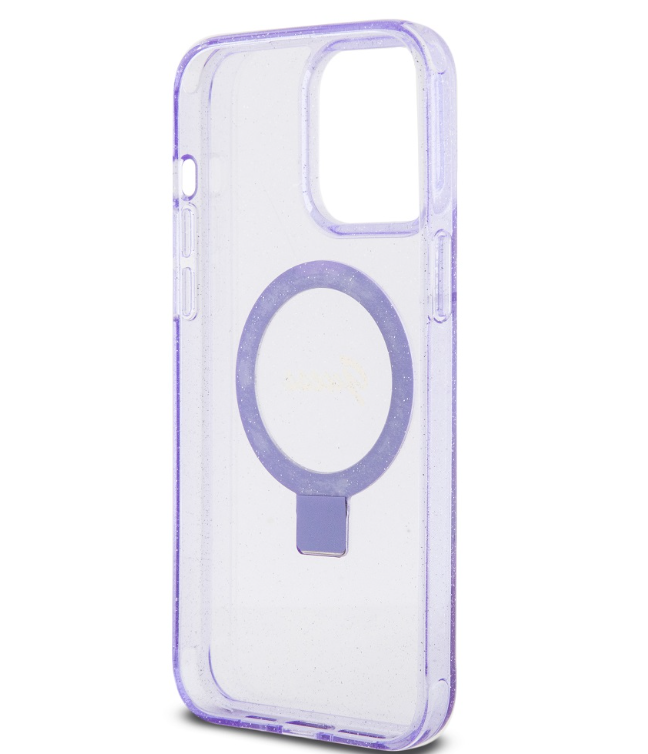 Husa Guess IML Ring Stand Glitter MagSafe pentru iPhone 15 Plus Purple thumb
