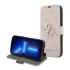 Husa Guess PU 4G Metal Logo Book pentru iPhone 15 Pink