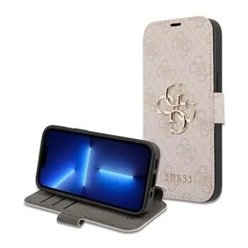 Husa Guess PU 4G Metal Logo Book pentru iPhone 15 Pink
