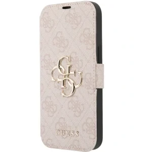 Husa Guess PU 4G Metal Logo Book pentru iPhone 15 Pink
