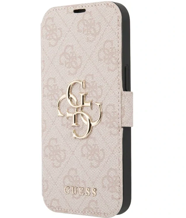 Husa Guess PU 4G Metal Logo Book pentru iPhone 15 Pink