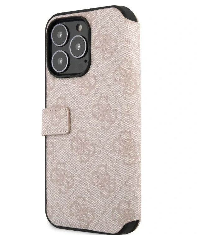 Husa Guess PU 4G Metal Logo Book pentru iPhone 15 Pink