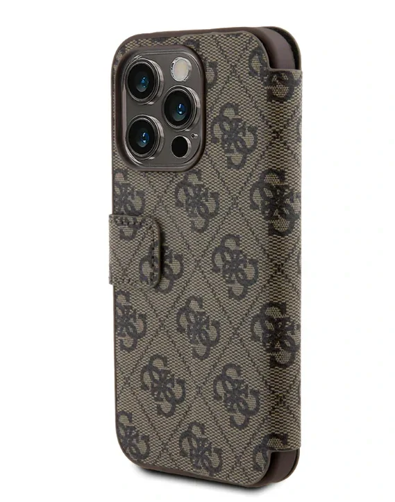 Husa Guess PU 4G Metal Logo Book pentru iPhone 15 Pro Max Brown